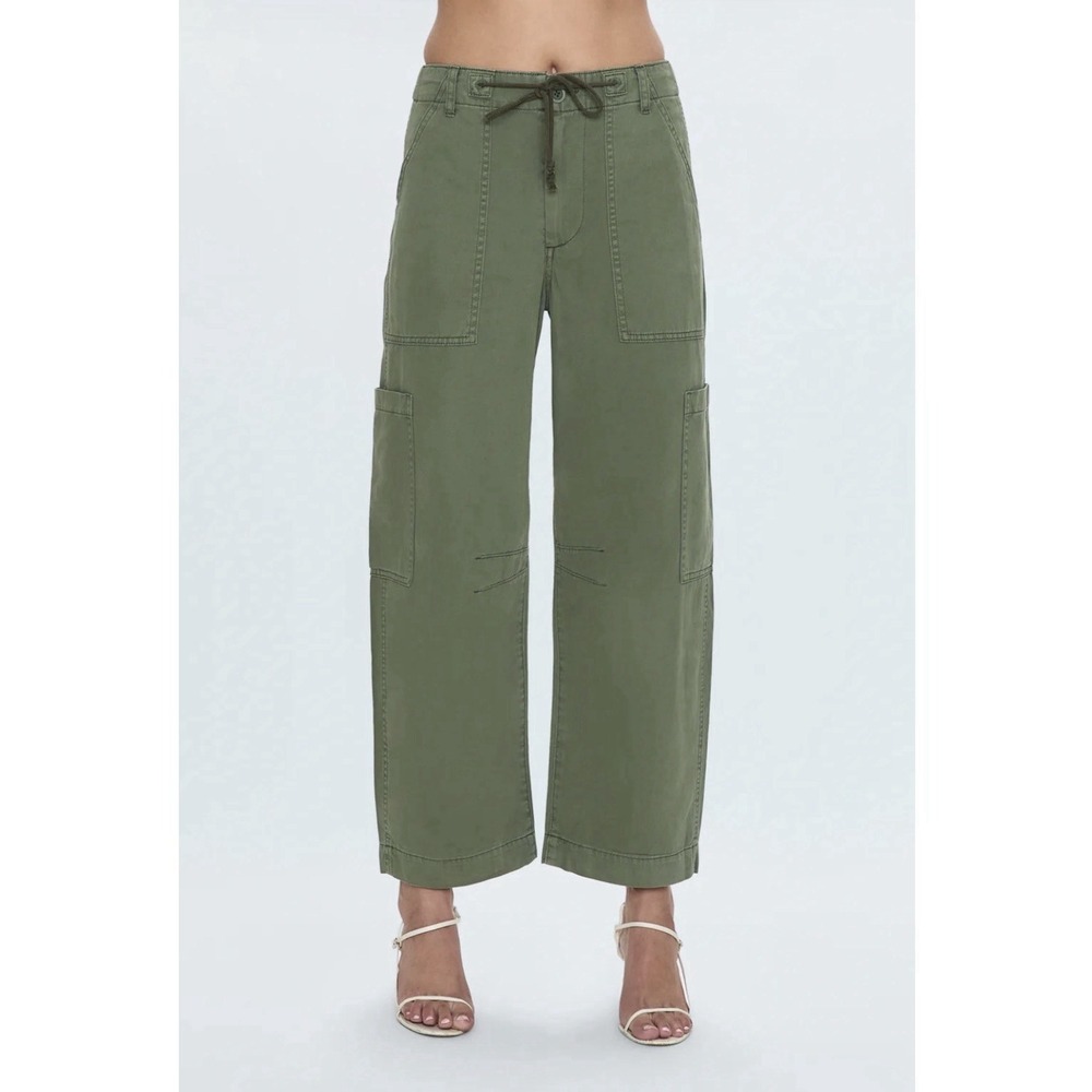 Pistola Sabrina Curved Utility Pants in Meadow Women's 27 Green Barrel Leg Twill - Picture 3 of 11